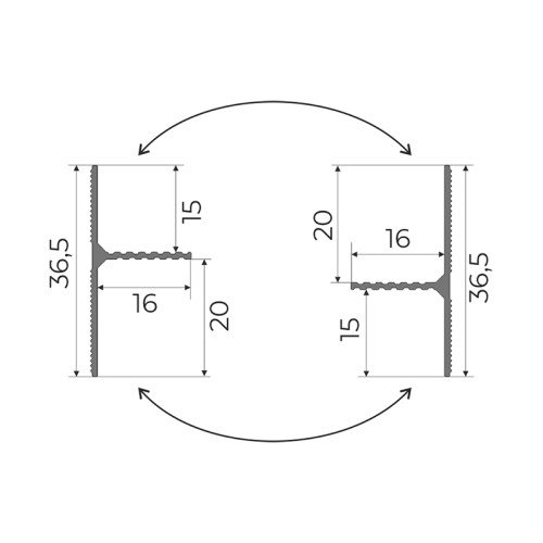 Плинтус алюминиевый теневой Modern Decor Серебристый 67-55-49 2500×36,5×16