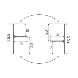 Плинтус алюминиевый теневой Modern Decor RAL 9005 Черный 68-95-78 2500×36,5×16