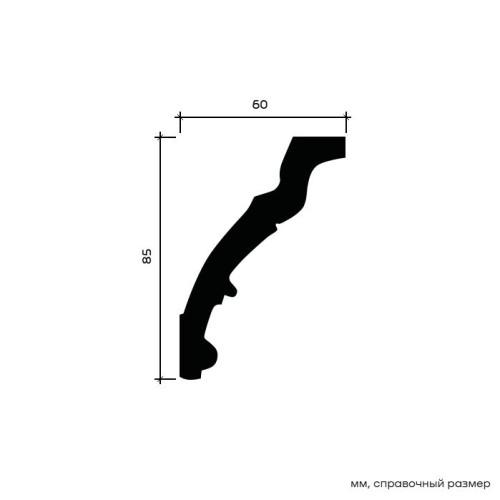 Потолочный плинтус под покраску Европласт 1.50.162 2000×60×85