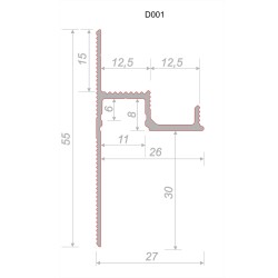 Плинтус алюминиевый теневой под покраску с подсветкой Decaro D001 2000×55×27