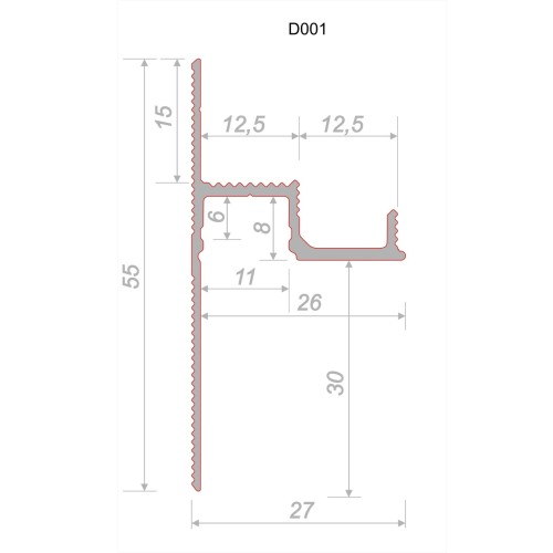 Плинтус алюминиевый теневой под покраску с подсветкой Decaro D001 2000×55×27 Плинтус алюминиевый теневой под покраску с подсветкой Decaro D001 2000×55×27
