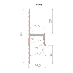 Плинтус алюминиевый теневой с подсветкой Decaro D002A Black Черный 2000×45×14,5