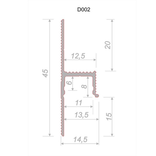 Плинтус алюминиевый теневой под покраску с подсветкой Decaro D002 2000×45×14,5 Плинтус алюминиевый теневой под покраску с подсветкой Decaro D002 2000×45×14,5