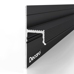 Плинтус алюминиевый теневой с подсветкой Decaro D002A Black Черный 2000×45×14,5