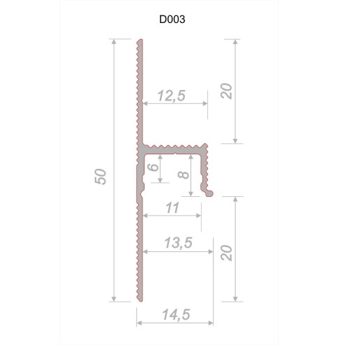 Плинтус алюминиевый теневой под покраску с подсветкой Decaro D003 2000×50×14,5 Плинтус алюминиевый теневой под покраску с подсветкой Decaro D003 2000×50×14,5