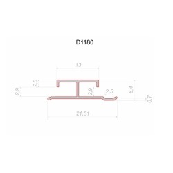 Профиль алюминиевый теневой соединительный Decaro D1180 Silver Серебро 3000×21,51×6,4