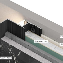 Профиль алюминиевый теневой с подсветкой Laconistiq Multilevel Черный муар RAL 9005 27-31-300 3000×46,5×28,7