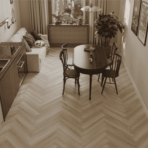 Ламинат Norland Herringbone Elegant Дуб Иония LF303-33 венгерская елка 600×100×8
