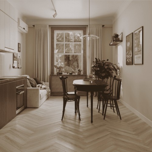Ламинат Norland Herringbone Elegant Дуб Иония LF303-33 венгерская елка 600×100×8