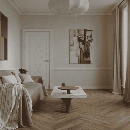 Ламинат Norland Herringbone Elegant Дуб Велла LF303-37 венгерская елка 600×100×8