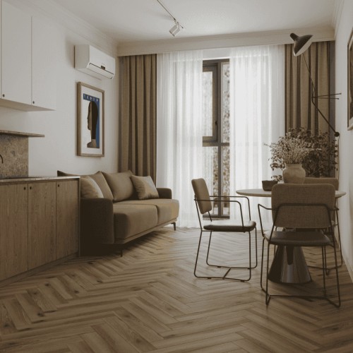 Ламинат Norland Herringbone Elegant Дуб Лира LF303-40 венгерская елка 600×100×8