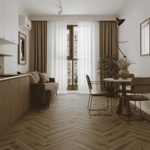 Ламинат Norland Herringbone Elegant Дуб Лира LF303-40 венгерская елка 600×100×8