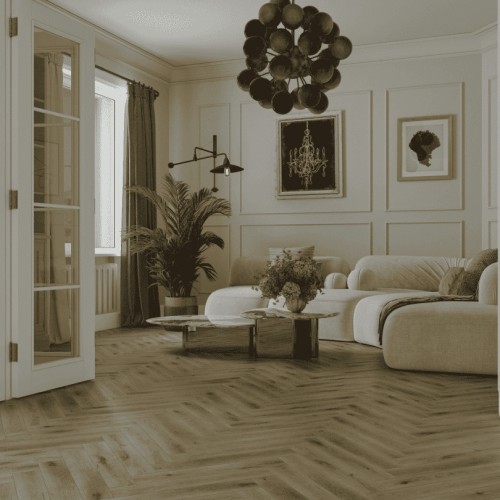 Ламинат Norland Herringbone Elegant Дуб Элла LF303-41 венгерская елка 600×100×8