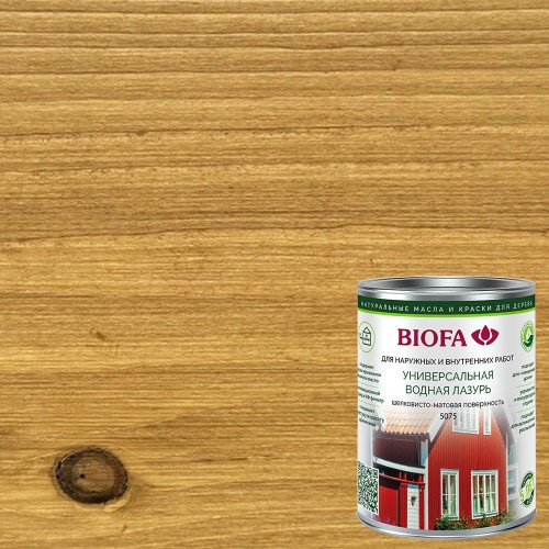 Лазурь для дерева Biofa 5075 цвет 7553 Кленовый Мед шелковисто-матовая 1 л