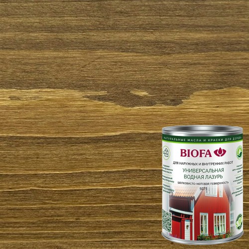 Лазурь для дерева Biofa 5075 цвет 7551 Гречишный Мед шелковисто-матовая 0,4 л