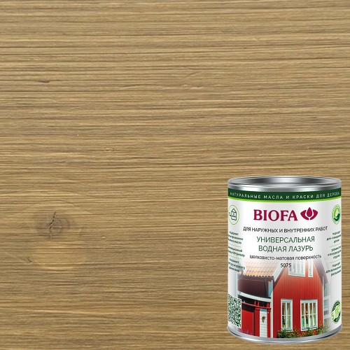 Лазурь для дерева Biofa 5075 цвет 7557 Светлый Дрифтвуд шелковисто-матовая 0,4 л