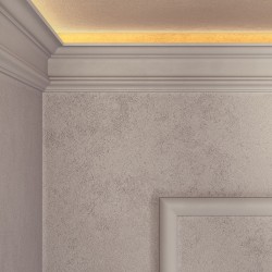 Потолочный плинтус под покраску Европласт U.6.50.400 с подсветкой 2000×38×79