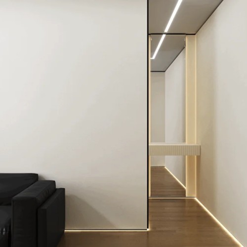 Плинтус алюминиевый теневой с подсветкой Laconistiq Light Doors Черный муар 38-31-300 3000×36×15,5