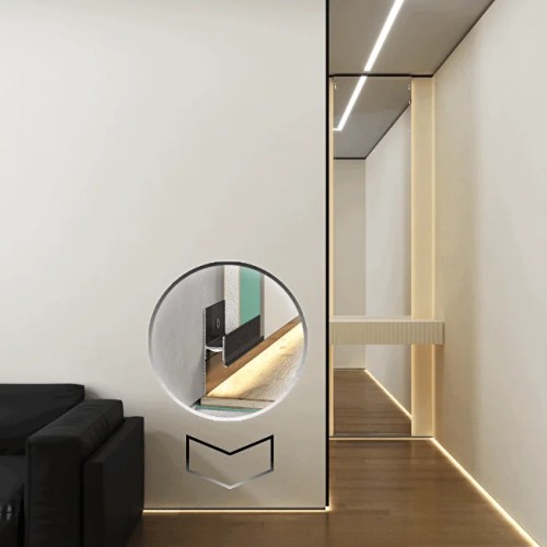 Плинтус алюминиевый теневой с подсветкой Laconistiq Light Doors Черный муар 38-31-300 3000×36×15,5