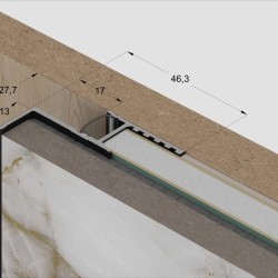 Профиль алюминиевый теневой с подсветкой Laconistiq Multilevel Classic Светлое Золото 27-15-300 3000×28,7×46,5
