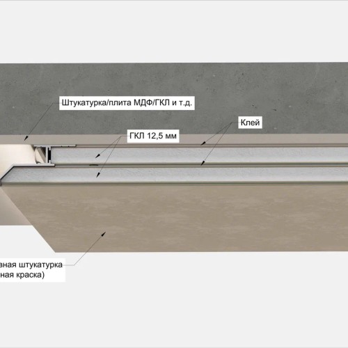 Профиль алюминиевый теневой с подсветкой Laconistiq Multilevel Struk Без покрытия 20-100-300 3000×55×29