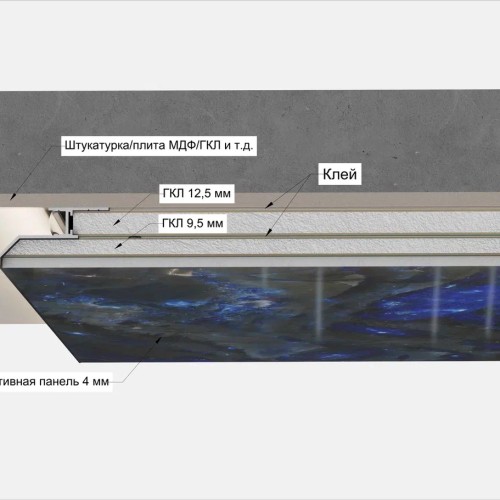 Профиль алюминиевый теневой с подсветкой Laconistiq Multilevel Struk Без покрытия 20-100-300 3000×55×29