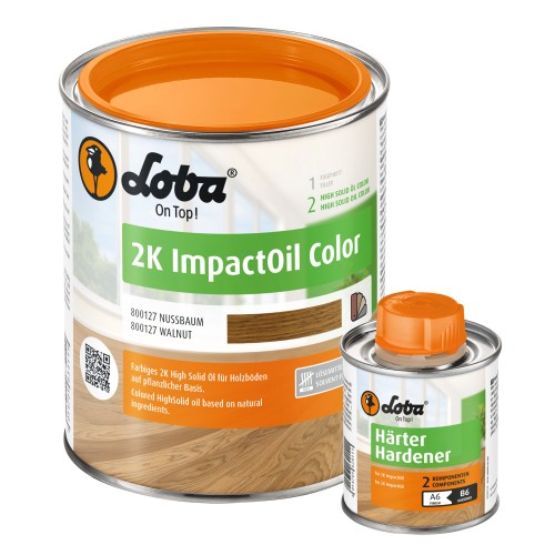 Цветное двухкомпонентное масло Loba HS 2K ImpactOil Color орех 0,75 л