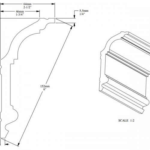 Потолочный плинтус под покраску гибкий Orac Decor Luxxus C339F 2000×64×141