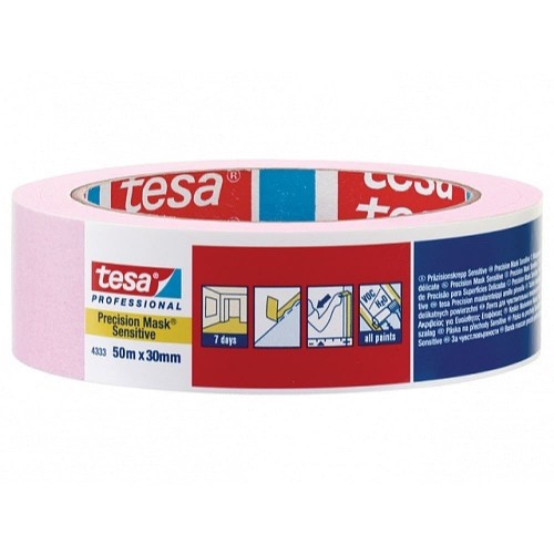Малярная лента Tesa для деликатных поверхностей 04333-00019 розовая 50м х30 мм