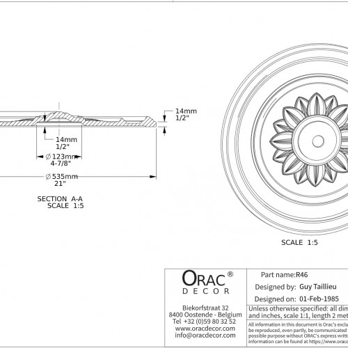 Потолочная розетка Orac Decor R46 53,5см, 3D модель