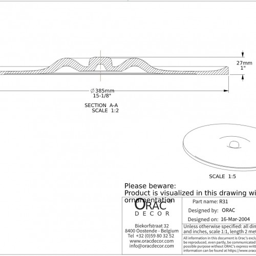 Потолочная розетка под покраску Orac Decor R31 38,5см Потолочная розетка под покраску Orac Decor R31 38,5см