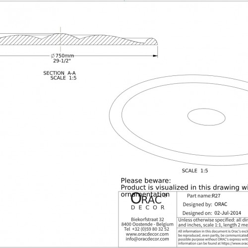Потолочная розетка под покраску Orac Decor R27 75см Потолочная розетка под покраску Orac Decor R27 75см