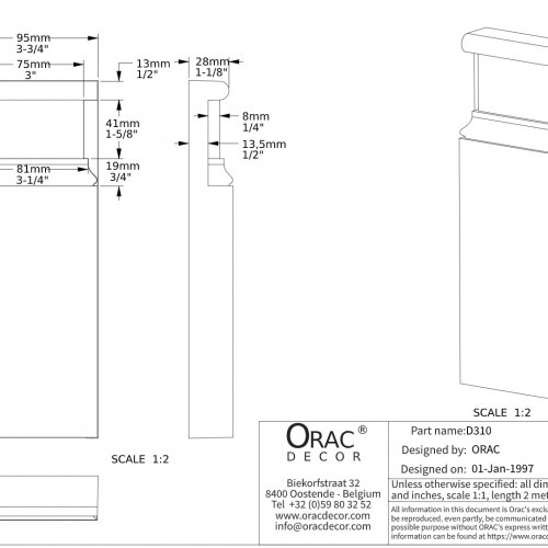 Дверной декор нижний под покраску Orac Decor D310