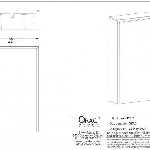 Дверной декор нижний под покраску Orac Decor D340