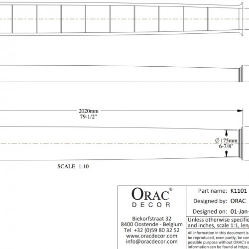 Полуколонна под покраску Orac Decor K1101