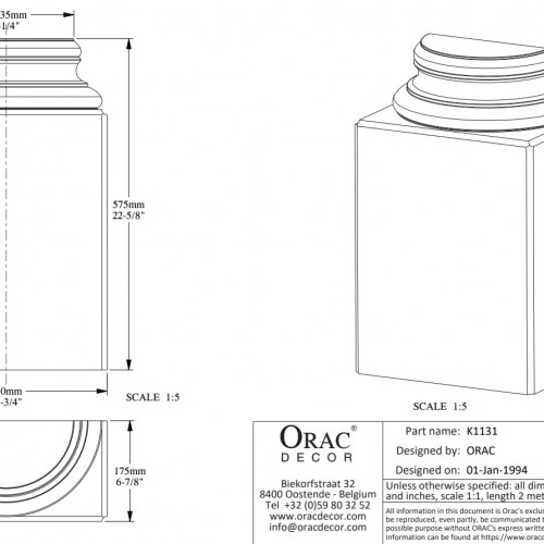 База полуколонны под покраску Orac Decor K1131