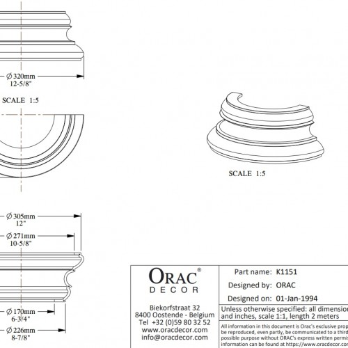 База полуколонны под покраску Orac Decor K1151
