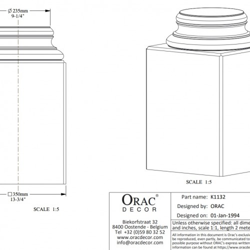 База колонны под покраску Orac Decor K1132