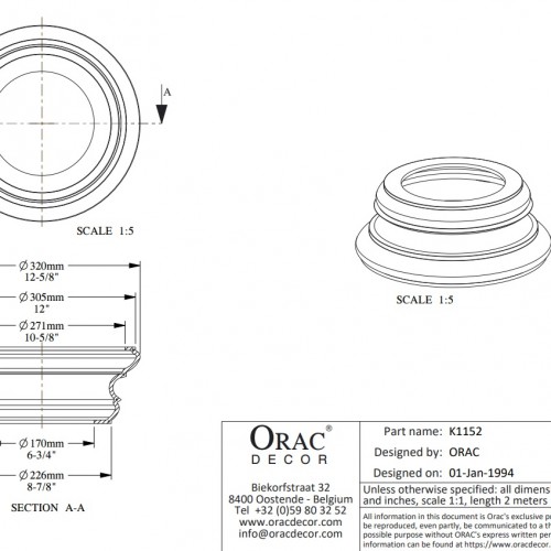 База колонны под покраску Orac Decor K1152