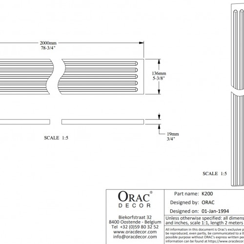 Пилястра под покраску Orac Decor K200