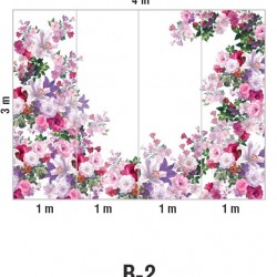 Панно Loymina Classic vol. II French bouquet V9 002 B2 3х4 м, общий размер и схема панно
