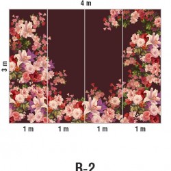 Панно Loymina Classic vol. II French bouquet V9 004 B2 3х4 м, общий размер и схема панно