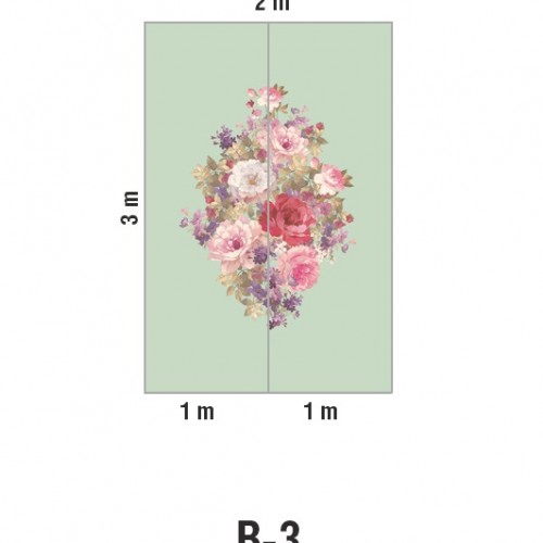 Панно Loymina Classic vol. II French bouquet V9 005 B3 3х2 м, общий размер и схема панно