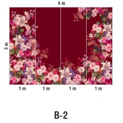 Панно Loymina Classic vol. II French bouquet V9 020 B2 3х4 м, общий размер и схема панно
