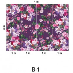 Панно Loymina Classic vol. II French bouquet V9 022 B1 3х4 м, общий размер и схема панно