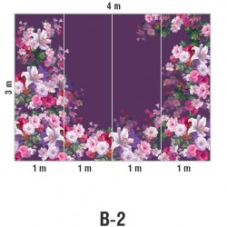 Панно Loymina Classic vol. II French bouquet V9 022 B2 3х4 м, общий размер и схема панно