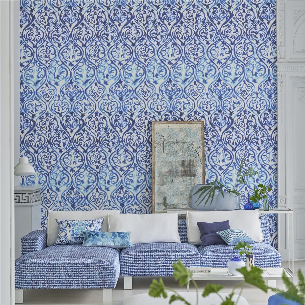 Панно Designers Guild Majolica Arabesque Cobalt PDG1029/01 фото в интерьере Панно Designers Guild Majolica Arabesque Cobalt PDG1029/01 фото в интерьере