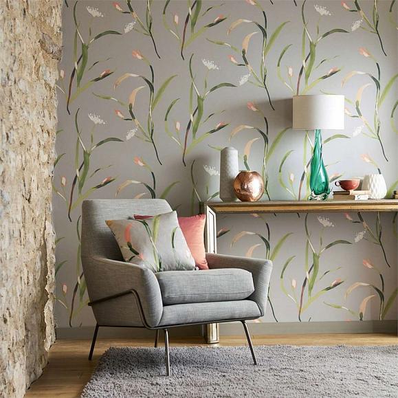 Обои Harlequin Zapara Saona Coral/Silver 111756 фото в интерьере