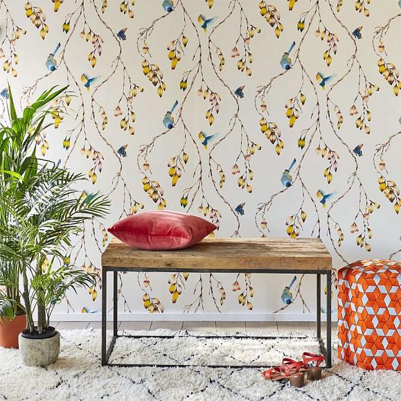 Обои Harlequin Zapara Iyanu Papaya/Kiwi 111770 фото в интерьере
