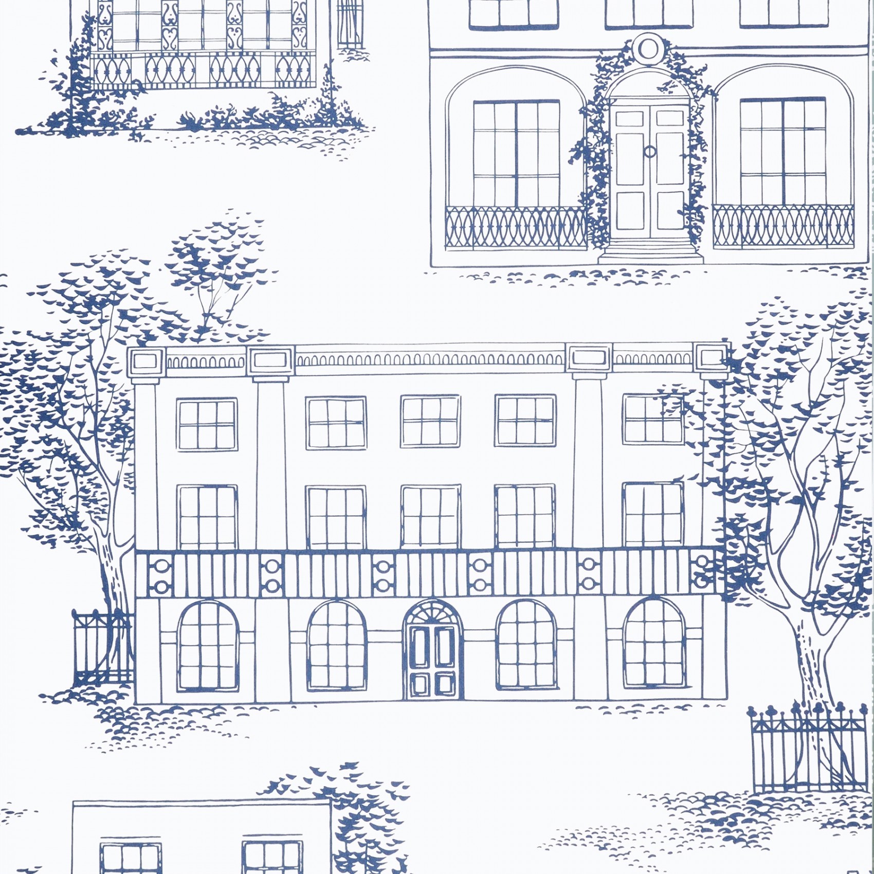 Обои Little Greene 20th Century Papers Hampstead - Mid Blue 0288HAMIDBL